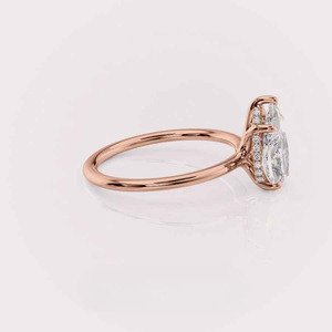 IGI Certified Pear Cut Lab Grown Diamond Hidden Halo Engagement & Wedding <b>Ring</b> in 9K Rose / White & Yellow Gold - Product Image 2