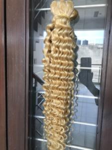 Extensiones de cabello humano peruano sin procesar, 26 pulgadas, Rubio 613 rizado profundo de vendedores indios, venta al por mayor - Product Image 5