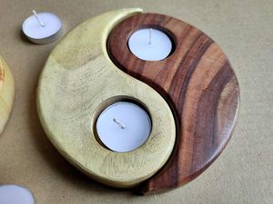 Vela de té de doble sombra de madera Sheesham hecha a mano en forma redonda-Los Mejores Regalos Para Navidad y Año Nuevo Vela Tea-light - Product Image 4