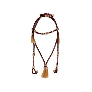 Tressé à la main Western cuir brut tressé en cuir/bride de couleur cerise intelligent - Product Image 1