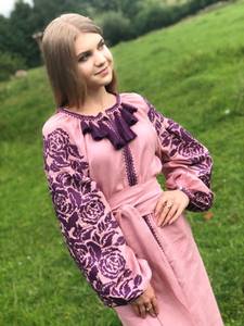 Vestido Midi Vintage Sexy de Alta Calidad para Mujer, Lavable, con Bordado Floral, Logotipo Personalizado, Tejido Tejido, Manga Larga, Cintura Natural - Product Image 2