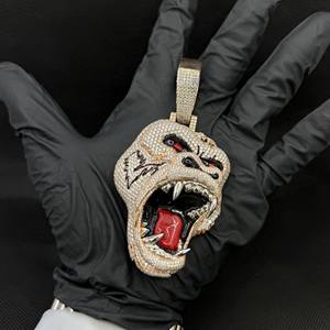 Pendentif tête de mort initiale en forme de Moissanite VVS complet pendentif en forme de crâne personnalisé Bling S925 pendentif en diamant en argent Sterling Hip Hop bijoux fins - Product Image 2