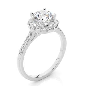 Ensemble de bague de fiançailles et de proposition de mariage en diamant de laboratoire de 1 carat, taille brillant classique, solitaire, or blanc 18 carats, couleur E, clarté VS1 - Product Image 4