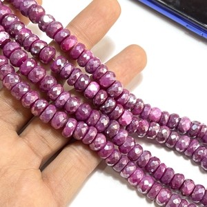 Perles Rondelle à facettes enduites de pierre de lune 7.5-8.5MM taille perceuse centrale mystique pierre de lune couleur rose perles en gros pour bijoux - Product Image 4