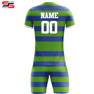 Nueva impresión digital, ropa de fútbol personalizada, ropa deportiva para adultos, conjunto de uniformes de fútbol clásicos de Color azul y verde - Product Image 2