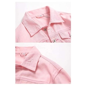Pink Denim Outerwear Vintage Pastel Fashion <b>Coat</b> Trend Inspired Casual Layering Custom OEM Apparel For Boutique Collections - Product Image 3