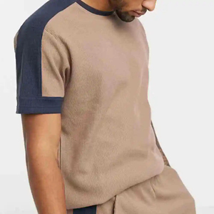 2026 Hot Sale Men Latest Plain Summer Two Piece <b>Set</b> with Short Sleeve Sweatshirt and Shorts Customizable Two Tone Color <b>Set</b> Man - Product Image 4