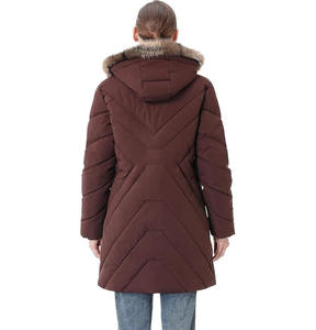 Chaqueta Acolchada Holgada de Invierno para Mujer, Cuello Alto, con Capucha, Secado Rápido, Transpirable, Tejido Liso Teñido - Product Image 1