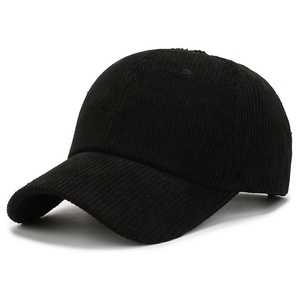 Produit de marque personnalisé Prix d'usine bon marché Casquettes de baseball d'extérieur décontractées de couleur unie avec broderie de logo en velours côtelé - Product Image 3