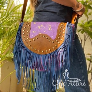 Nouveau Style occidental daim métallique fourrure frange sac à main élégant femmes violet couleur frange sacs de haute qualité femmes sac à main - Product Image 1