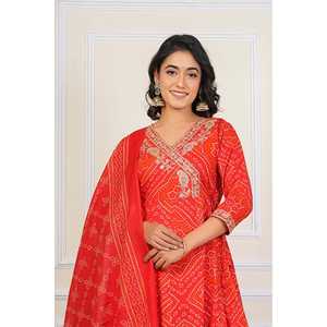 Cotton Embroidered <b>Chikankari</b> <b>Kurta</b> Set 3-Piece Indian Pakistani Style Salwar Kameez Reyon Silk Fabric Heavy Party Wear Suit - Product Image 5