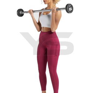 Medias de gimnasio de cintura media de alta calidad para mujer, pantalones de Yoga con logotipo personalizado, opción multicolor al por mayor para adultos, ropa de Fitness sólida - Product Image 4