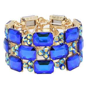 Bracciali e braccialetti in cristallo blu con cristalli placcati oro - Product Image 2