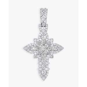 จี้รูปกางเขนประดับโมอิสซาไนต์ทรงปรินเซสคัท ทอง 14K ดีไซน์หรูหราสง่างาม - Product Image 5