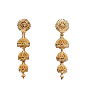 ชุดต่างหูพร้อม22CT สีทอง Jhumka สำหรับผู้หญิงชุดตุ้มหูสไตล์อินเดีย - Product Image 2