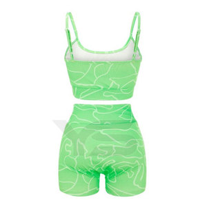 New Summer <b>Women</b> 2 Piece Sleeveless Sports <b>Set</b> Fitness Top and Shorts Yoga <b>Set</b> - Product Image 3