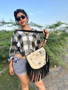 Nuevo estilo occidental pelo en piel oculta bolsos con flecos de cuero genuino de alta calidad estilo bohemio mujeres bolsos cruzados con flecos de cuero Real - Product Image 2