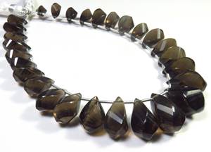 ลูกปัดพลอยสโมคกี้ควอตซ์ธรรมชาติทรงบริโอเล็ต ขนาด 10-18 มม. 28 เม็ด ความยาว 9 นิ้ว รูปทรงหยดน้ำบิดเกลียว สำหรับงาน DIY เครื่องประดับ - Product Image 3