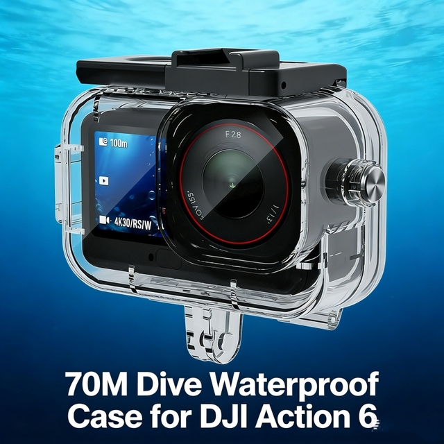 IPX8 Certified 70M Underwater Housing Diving Snorkeling Waterproof Case for DJI Action 6 Camera Durable Protective Shell