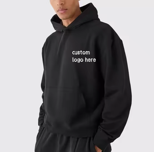 Sweat à capuche personnalisé unisexe ample avec logo personnalisé de haute qualité 100% coton pull-over uni pour hommes vente en gros - Product Image 4