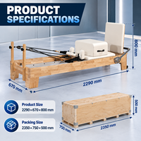 Machine de Pilates pliable en bois de chêne certifiée CE pour studio de yoga, salle de sport à domicile, entraînement Pilates Reformer