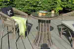 All Weather Outdoor Coffee Set with <b>Glass</b> <b>and</b> PE Rattan Frame - Product Image 2