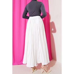 Jupe plissée à taille élastique Écru - Product Image 1