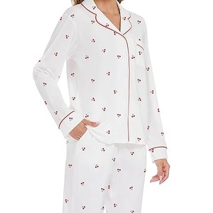 Ensemble de pyjama décontracté pour femme 2026, le plus vendu, en tissu éponge microfibre de bambou, confortable, à taille élastique, à manches, pour la maison, coloré - Product Image 2