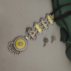 Conjunto de collar y pendientes de corbata Meenakari oxidado más vendido, joyería india de alta calidad directa del proveedor - Product Image 1