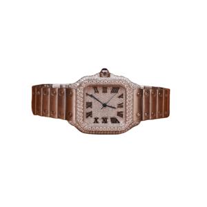 Montre de luxe unisexe Hip Hop en moissanite et diamants complets avec bracelet en cuir, résistante à l'eau, cadran analogique, cristal de verre - Product Image 1