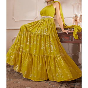 Dernière collection de robes de soirée de créateur pour l'Aïd Robe de soirée personnalisée pour femmes ensemble Lehenga Choli avec Dupatta Robe indienne pour adultes - Product Image 5