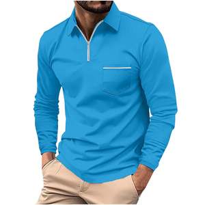 Polos grande taille de haute qualité pour hommes Chemises à manches longues décontractées en coton à séchage rapide et respirantes pour hommes - Product Image 1
