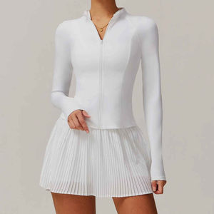 Ensemble de vêtements de tennis décontractés pour femmes sur mesure, respirant, 2 pièces, avec jupe mi-longue à taille empire et polo - Product Image 6