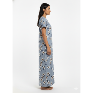 Camisón Largo Estampado Cómodo para Mujer, Marca Alpine, Tejido de Sarga, Mangas Cortas, Bolsillos Laterales, Talla XL, Ropa de Dormir - Product Image 4