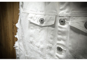 Chaquetas Vaqueras de Moda para Hombre, Abrigos Vaqueros Rosas de Buena Calidad, Chaquetas Vaqueras de Algodón con Agujeros para Hombre, Chaqueta Bomber, Chaquetas Vaqueras Hip-hop - Product Image 6