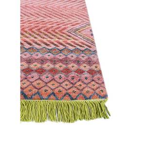 Alfombra Manchaha de Lana y Seda de Bambú con Patrón Geométrico Anudada a Mano en Rojo y Naranja - Para Uso Doméstico Les-1270 - Product Image 4