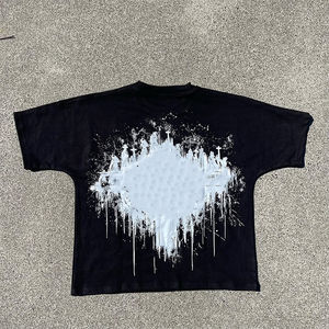 T-shirt surdimensionné tricoté de haute qualité 280 Gsm pour hommes lavage à l'acide Vintage pour Look Logo personnalisé impression graphique DTG Logo personnalisé haut - Product Image 4