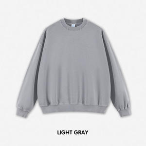 Haute qualité hommes mode poids lourd 420 grammes lavé éponge à capuche couleur unie en détresse pull o-cou sweat - Product Image 4