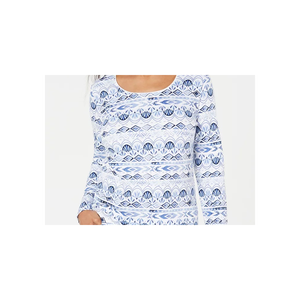 Top da Donna Karen Scott Bianco con Scollo a Goccia, Traspirante in Cotone e Rayon, Ricamato, Versione Aderente Taglia XS - Product Image 2