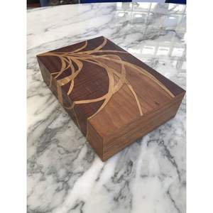 Boîte cadeau moderne en bois poli à usages multiples Rangement de bijoux et de cosmétiques en bambou pour décoration de Noël - Product Image 6