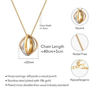 Lo último en joyería de acero inoxidable chapada en oro de 18 quilates, mezcla hueca geométrica, colgante cuadrado de tres colores, collar Punk impermeable P243470 - Product Image 3