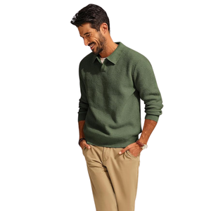 Pull d'hiver pour homme sur mesure OEM, manches longues, col en V, pull décontracté, haut ample, polyester/viscose, uni, respirant, tricoté - Product Image 2