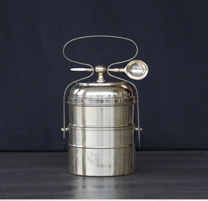 Boîte à lunch en cuivre antique gravée, 3 bols peu profonds, ensemble de décoration de cuisine pour le stockage des aliments, disponible à prix de gros. - Product Image 5