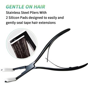 Pinza para Extensiones de Cabello con Cinta Adhesiva, Acero Inoxidable Negro, Superficie Plana, Herramientas para Sellado de Extensiones de Cabello para Mujeres (Bl - Product Image 4