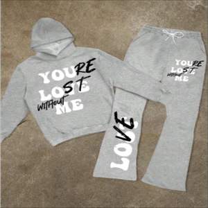 Chándal atlético de dos piezas para hombre con estilo, chándal personalizado de marca de peso pesado, sudadera de lana con capucha sólida, estampado de Jogger - Product Image 1