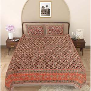 Juego de Sábanas Super King de 240 Hilos, 100% Algodón, con Estampado Floral Naranja, 3 Piezas, con 2 Fundas de Almohada, para Uso Doméstico (SHKV1085) - Product Image 2