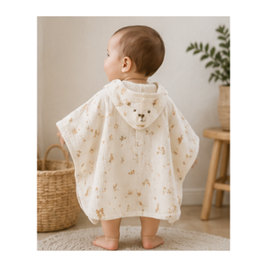 Serviettes de bain à capuche pour filles et enfants, en mousseline de coton 100% imprimée, douces, respirantes, à séchage rapide, avec oreilles d'ours et boutons latéraux, pour la plage et le bain - Product Image 1