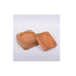 Posavasos Cuadrados Modernos y Duraderos, Estilo Clásico, Acabado en Madera Natural para Decoración de Mesa de Hogar u Oficina, Nogal, 300 mm de Diámetro - Product Image 3