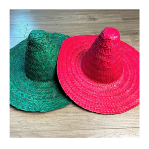 Chapeaux de paille mexicains colorés en vrac avec bords larges, idéaux pour les fêtes, les cadeaux ou les décorations d'Halloween - Product Image 1
