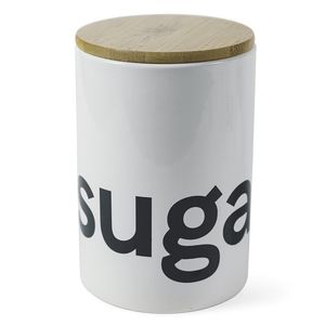 Barattolo per Zucchero in Ceramica da 750ml con Coperchio Ermetico in Bambù, Contenitore Ecologico per Spezie per Ristoranti e Uso Domestico - Product Image 1
